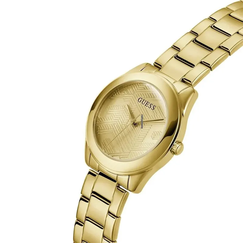 Guess Cubed Quartz Champagne Dial Ladies Watch- GW0606L2